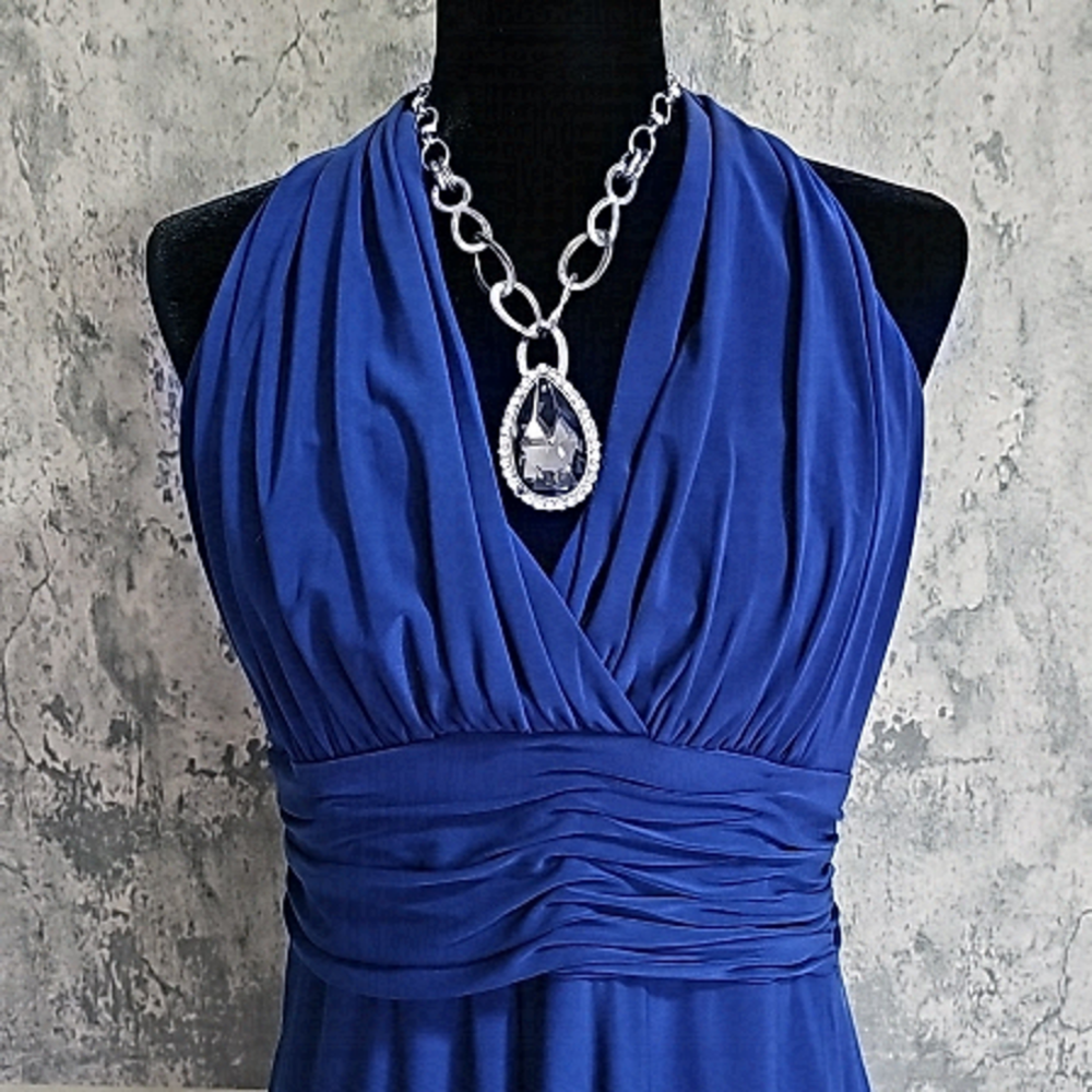 Elegant Royal Blue Halter Dress